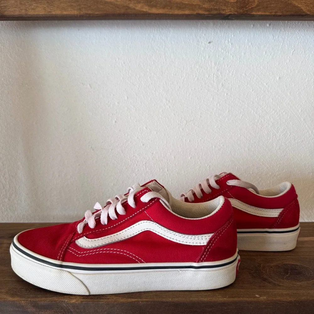 Vans Old Skool Red White Canvas Sneakers Men's 4 Women's 5.5